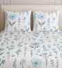 White Floral 400 TC Cotton Super King Size Bedsheet with 2 Pilllow covers Essential Series Collection