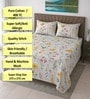White Floral 400 Tc Cotton Super King Size Bedsheet With 2 Pillow Covers