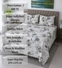 White Floral 400 Tc Cotton Super King Size Bedsheet With 2 Pillow Covers
