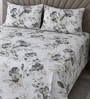 White Floral 400 Tc Cotton Super King Size Bedsheet With 2 Pillow Covers