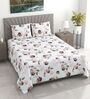 White Floral 400 TC Cotton Superking Size Bedsheet With 2 Pillow Covers Threads Monochrome Collection