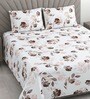 White Floral 400 TC Cotton Superking Size Bedsheet With 2 Pillow Covers Threads Monochrome Collection