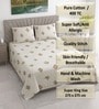 Cream Floral 400 TC Cotton Superking Size Bedsheet With 2 Pillow Covers