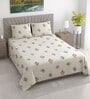 Cream Floral 400 TC Cotton Superking Size Bedsheet With 2 Pillow Covers