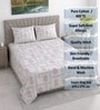 White Floral 400 TC Cotton Superking Size Bedsheet With 2 Pillow Covers
