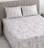 White Floral 400 TC Cotton Superking Size Bedsheet With 2 Pillow Covers