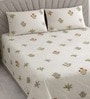 Cream Floral 400 TC Cotton Superking Size Bedsheet With 2 Pillow Covers