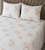 White Floral 400 TC Cotton SuperKing Sized Double Bedsheet with 2 Pillow Covers Luxury Series Collection