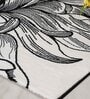 White Floral Blended Linen 4 ft x 6 ft Machine Made Carpet