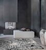 White Floral Blended Linen 4 ft x 6 ft Machine Made Carpet