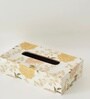 White Floral Printed Resin Tissue Box