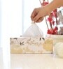 White Floral Printed Resin Tissue Box