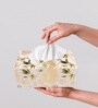 White Floral Printed Resin Tissue Box
