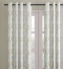 White Cotton Floral 9 Ft Light Filtering Eyelet 1 Piece Door Curtain