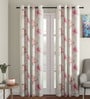 Off White Floral Jute 9 Ft Light Filtering Eyelet Door Curtain