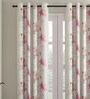 Off White Floral Jute 9 Ft Light Filtering Eyelet Door Curtain