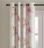 Off White Floral Jute 9 Ft Light Filtering Eyelet Door Curtain