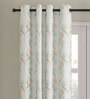 White Cotton Floral 9 Ft Light Filtering Eyelet 1 Piece Door Curtain
