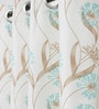 White Cotton Floral 9 Ft Light Filtering Eyelet 1 Piece Door Curtain