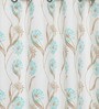 White Cotton Floral 9 Ft Light Filtering Eyelet 1 Piece Door Curtain