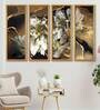 White Flowers Multicolour Canvas Framed Floral Art Panel Set of 4