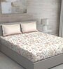 White Floral 150 TC Cotton Queen Sized Bed Sheets with 2 Pillow Covers