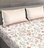 White Floral 150 TC Cotton Queen Sized Bed Sheets with 2 Pillow Covers