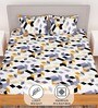 White Geometric 180 TC Microfiber 1 King Size Bedsheet With 2 Pillow Covers