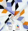 White Geometric 180 TC Microfiber 1 King Size Bedsheet With 2 Pillow Covers