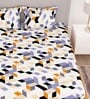 White Geometric 180 TC Microfiber Queen Size Bedsheet with 2 Pillow Covers