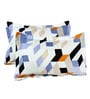 White Geometric 180 TC Microfiber Queen Size Bedsheet with 2 Pillow Covers