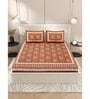 Brown Traditional 200 TC Cotton Double Queen Sized Bedsheet With 2 Pillow Covers