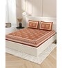 Brown Traditional 200 TC Cotton Double Queen Sized Bedsheet With 2 Pillow Covers