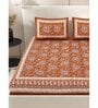 Brown Traditional 200 TC Cotton Double Queen Sized Bedsheet With 2 Pillow Covers