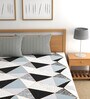 White Geometric 210 TC Microfiber King Sized Bed Sheets with 2 Pillow Covers