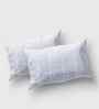 White Geometric 310 TC Cotton King Bedsheet with 2 Pillow Covers