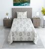 White Geometric 330 TC Cotton Single Bed Size Bedsheet With 1 Pillow Cover Monochrome Collection