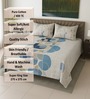 White Geometric 400 TC Cotton SuperKing Sized Double Bedsheet with 2 Pillow Covers Luxury Series Collection