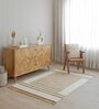 White Geometric Hand Tufted 6 Ft X 4 Ft  Dhurrie