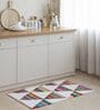 White Geometric Hand Woven 3 Ft X 2 Ft Dhurrie