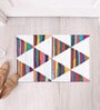 White Geometric Hand Woven 3 Ft X 2 Ft Dhurrie