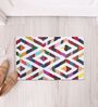 White Geometric Hand Woven 3 Ft X 2 Ft Dhurrie