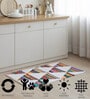 White Geometric Hand Woven 3 Ft X 2 Ft Dhurrie