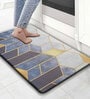 Multicolor Geometric Microfibre 30x18 Inches Anti Skid Door Mat