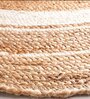 Beige Geometrical Jute 3 X 3 Feet Hand Woven Round Carpet