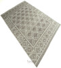 White Geometrical Pet 8X5 Feet Hand Woven Carpet