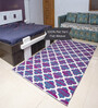 White Geometrical Pet 8X5 Feet Hand Woven Carpet