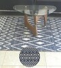 White Geometrical Pet 8X5 Feet Hand Woven Carpet