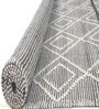 White Geometrical Pet 8X6 Feet Hand Woven Carpet