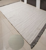 White Geometrical Viscose Hand Woven Carpet